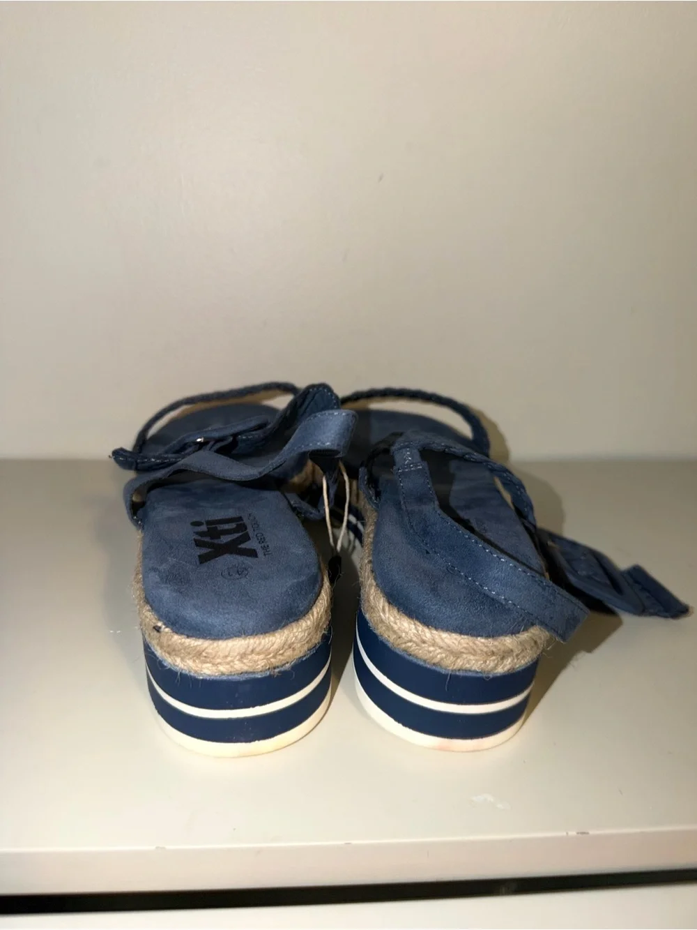 Xti 49726 Blue Woven Faux Suede Espadrille Wedge Slingback Sandals EU 41